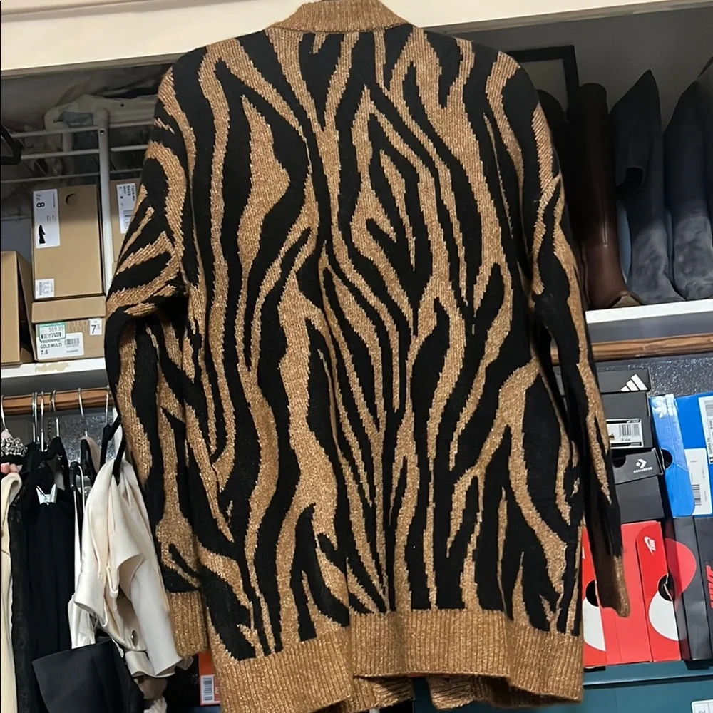 Zara Black and Brown Zebra-Print Cardigan - Picture 3 of 3